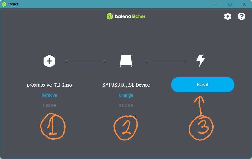 Flash Proxmox With Balena Etcher