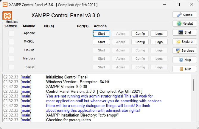 Control Panel XAMPP