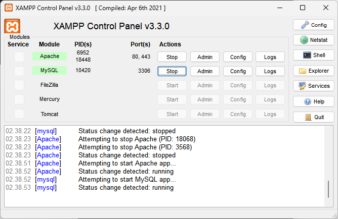 Control Panel XAMPP