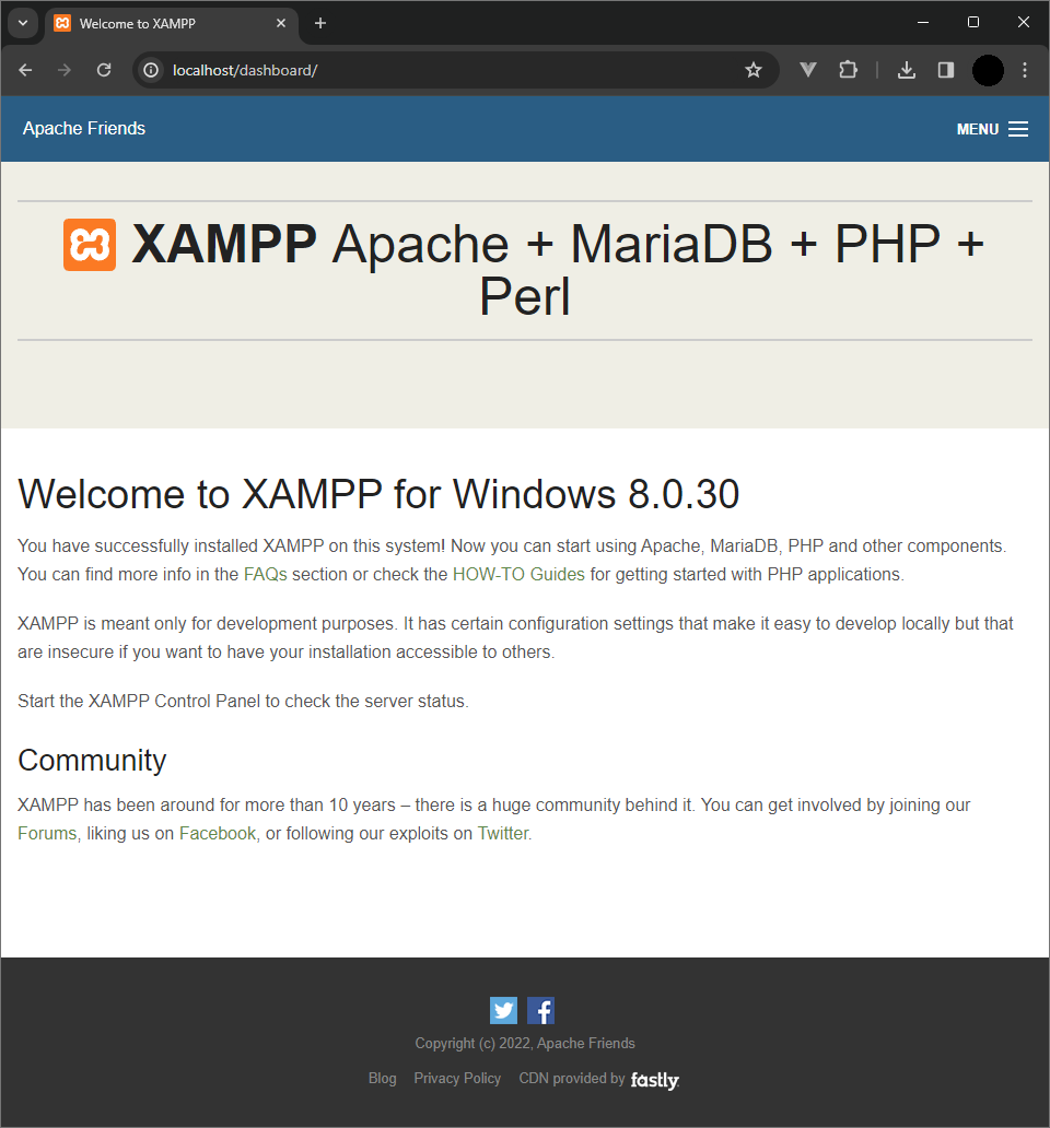 Tampilan localhost XAMPP
