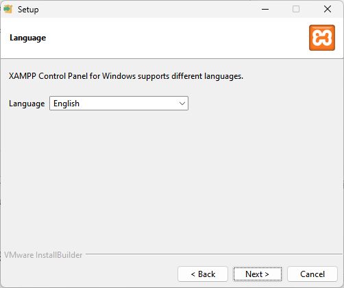 Pilih Bahasa XAMPP